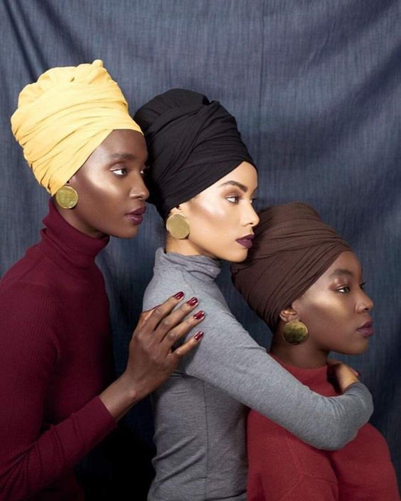 Harewom Brown Head Scarf Turbans for Women Dreadlocks Long Hair Stretchy Hijab Jersey Headbands for Muslim Old Woman - Image 5